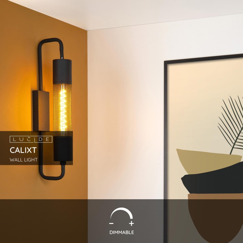 Lucide CALIXT - Nástenné svietidlo - 1xE27 - Čierne